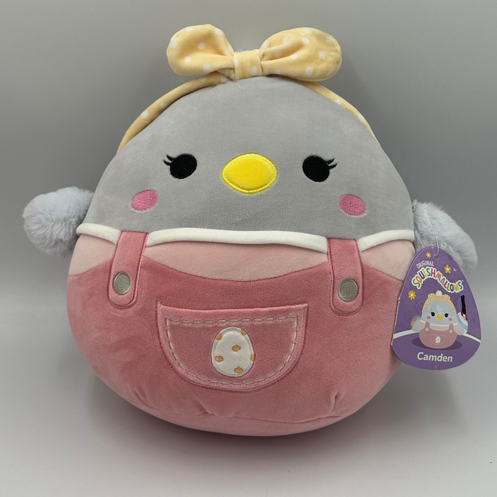 Squishmallows Camden Chick 10" Plush Pink Overalls Bow NWT 2023 Easter Rare